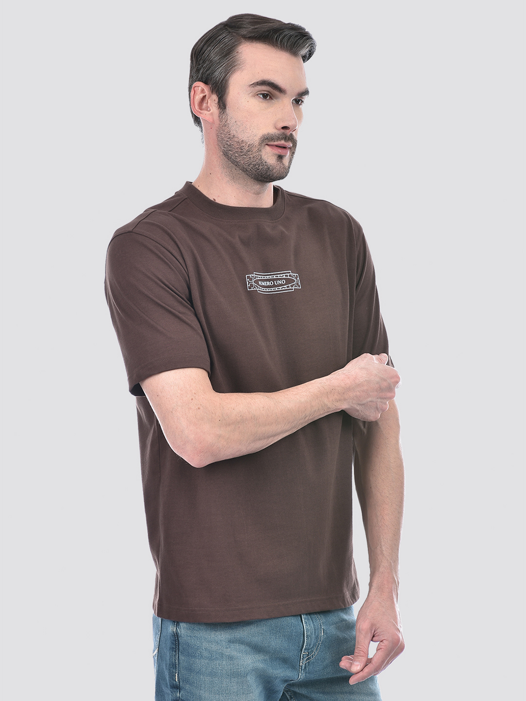 Numero Uno Men Graphic Print Brown T-Shirt